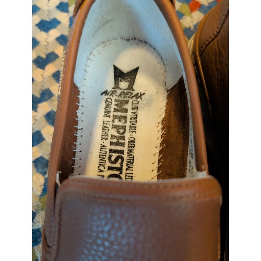 Mephisto Mens 10.5 Brown Pebbled Leather Air-Relax Comfort Shoes Sneaker Slip On
